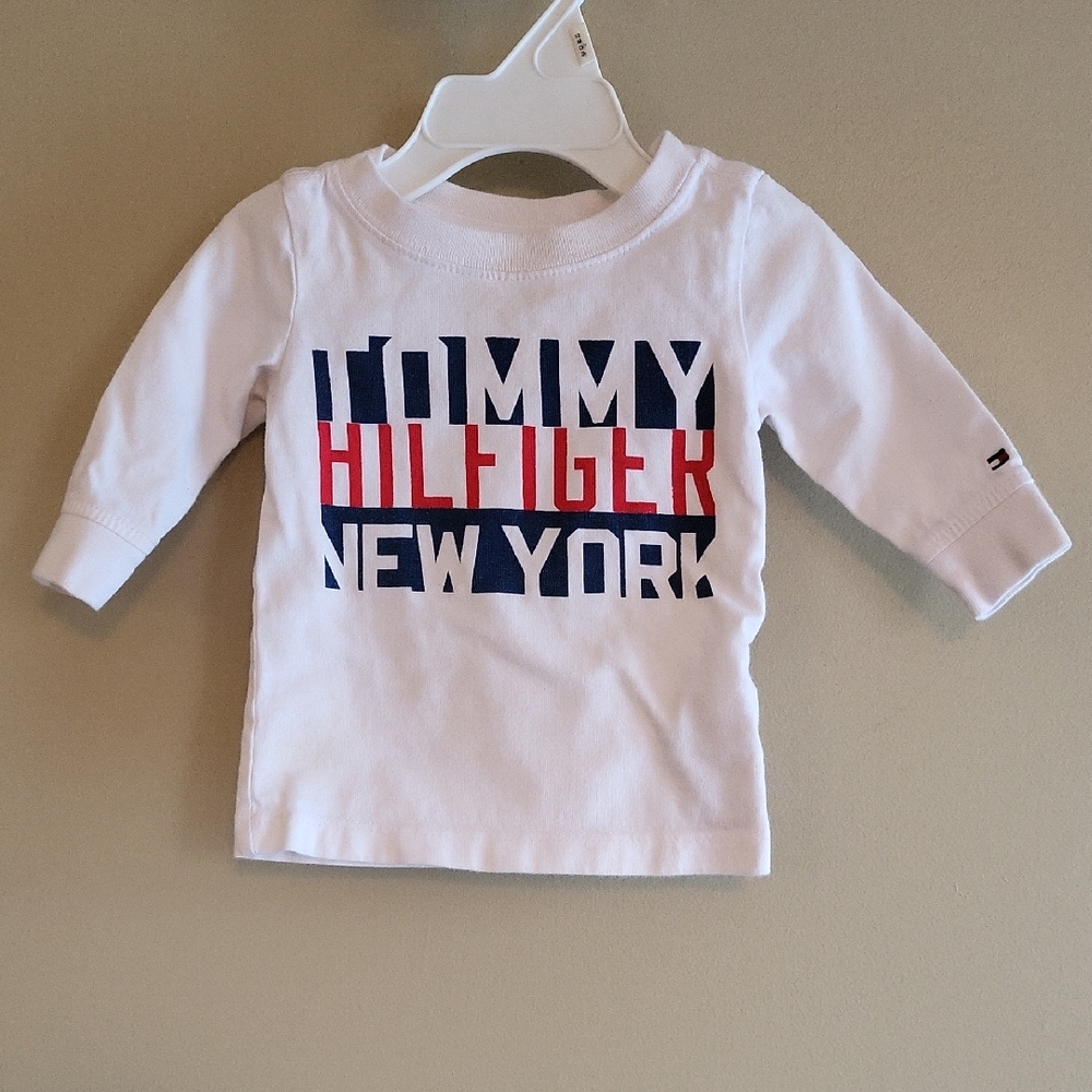 Tommy Hilfiger white/red/navy long sleeve tee shirt